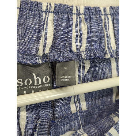 Soho JEANS NEW YORK & COMPANY Women Blue Linen Pants Size Small - Picture 2 of 5